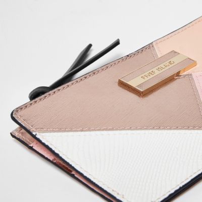 Rose gold panel slim zip top fold out purse